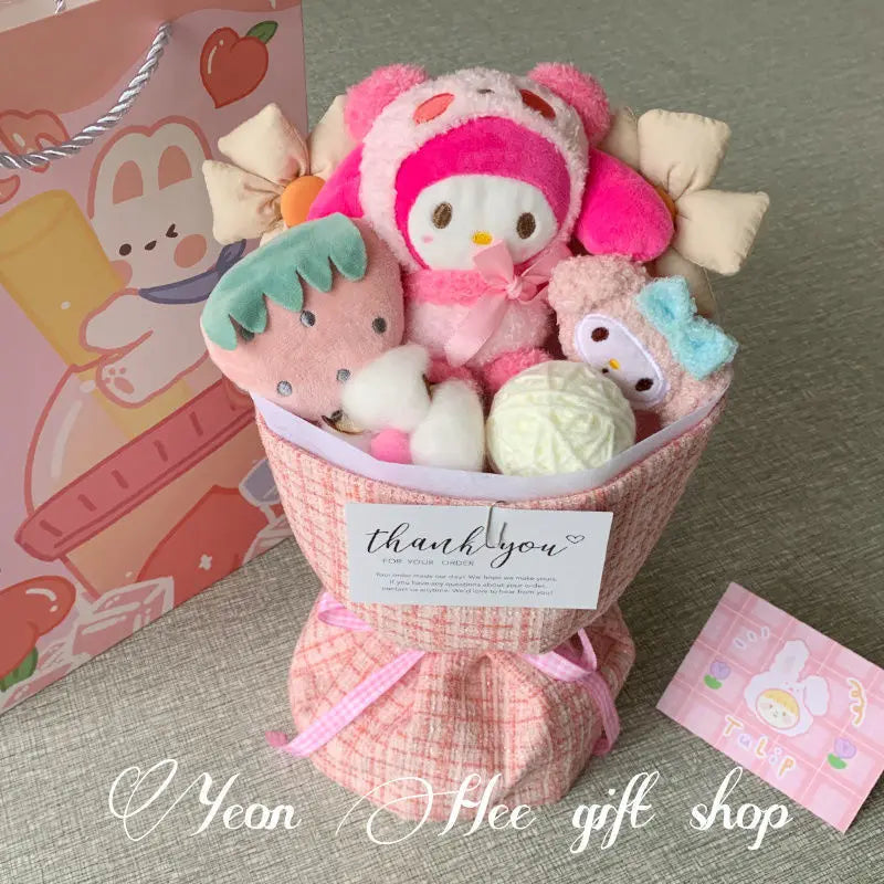 Sanrio Plush Flower Bouquet | Cute Cartoon Plush Dolls • Everlasting Plush Flowers