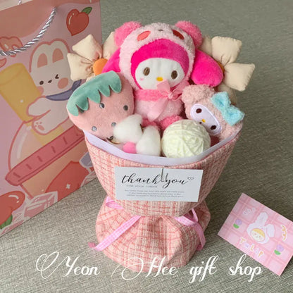 Sanrio Plush Flower Bouquet | Cute Cartoon Plush Dolls • Everlasting Plush Flowers