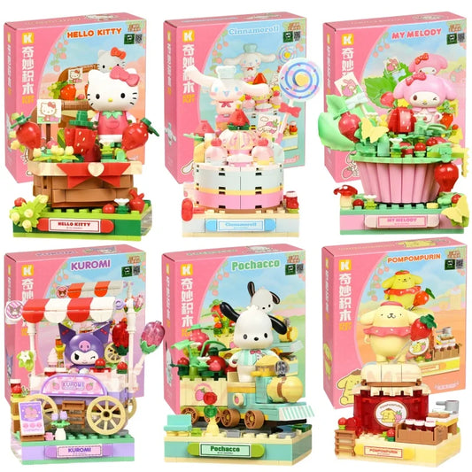 Sanrio Strawberry Town DIY Building Block Set – Hello Kitty, Kuromi & My Melody