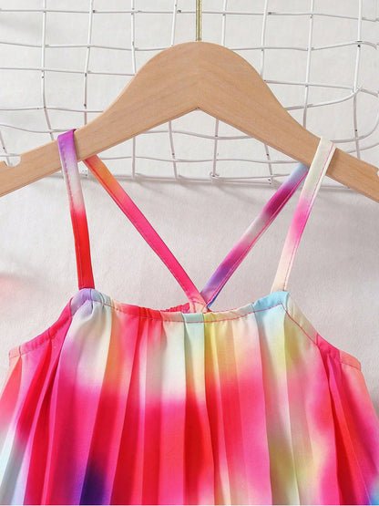 Girls Pleated Spaghetti Strap Camisoles Top & Wideleg Trousers (Age 4-7YRS)