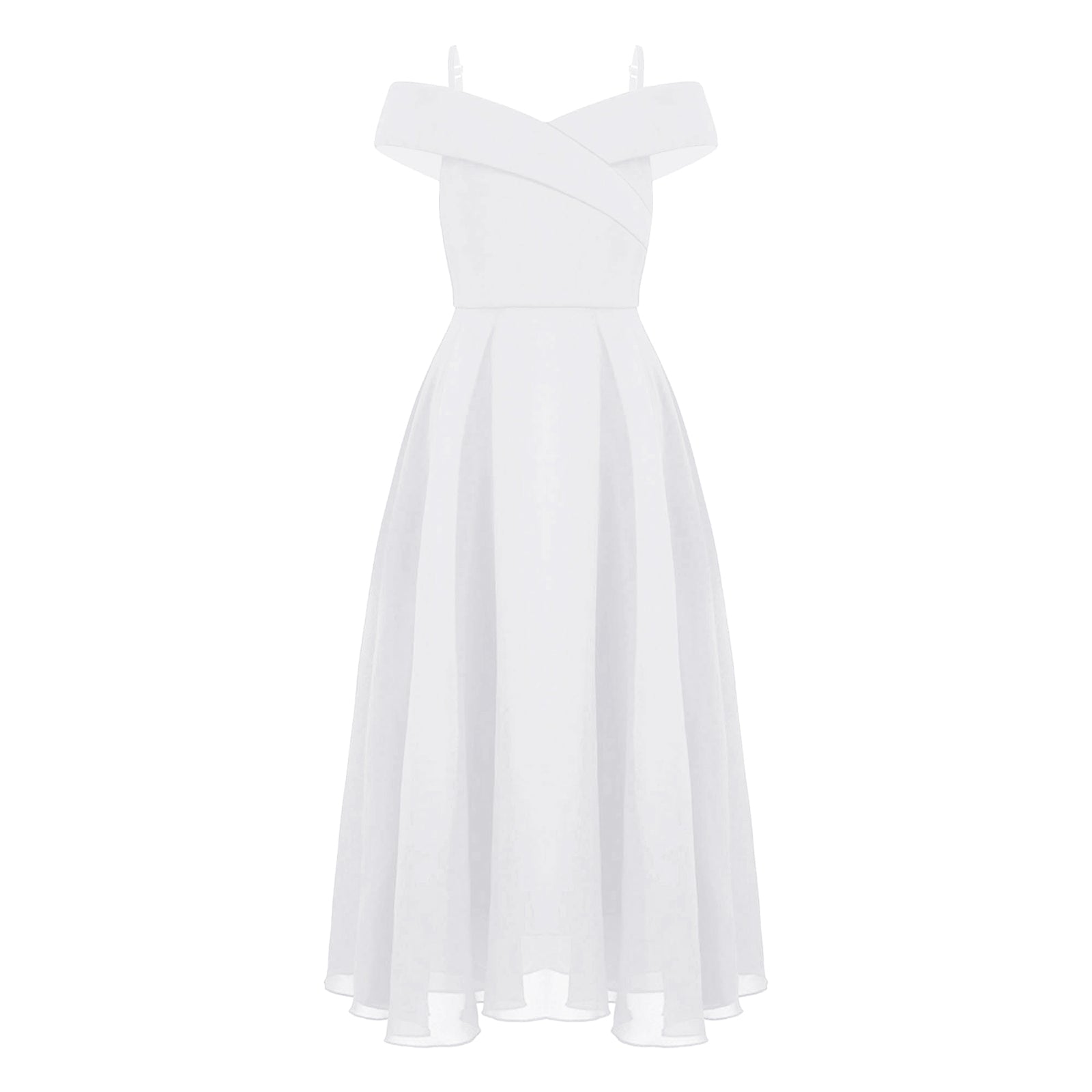 Girls Chiffon Off-the-Shoulder Adjustable A-Line Dress (Age 4-16 YRS)