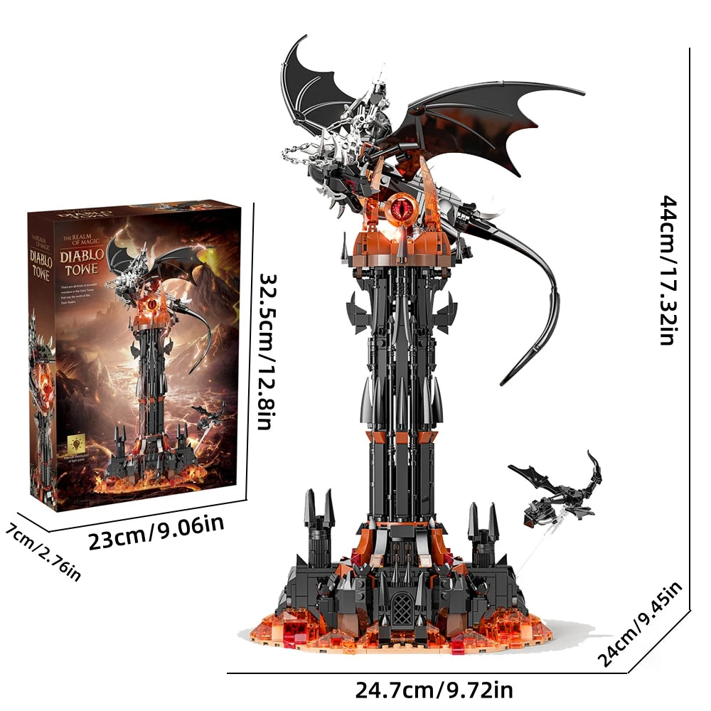 Fell Beast & Magic Tower Building Blocks – Fantasy Fortress MOC Set - 997pcs