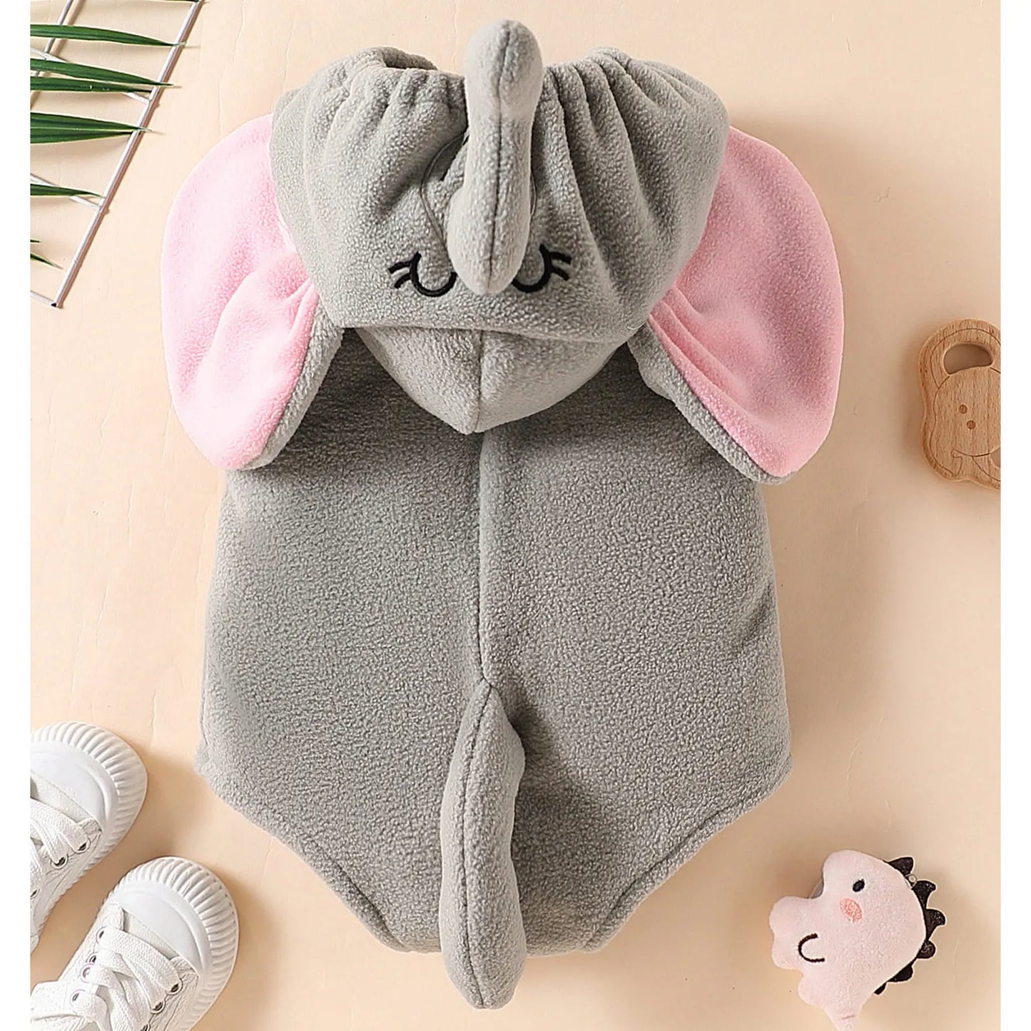 Baby Hooded Elephant/Monkey Sleeveless Zipper Romper (Age 9M-3 YRS)