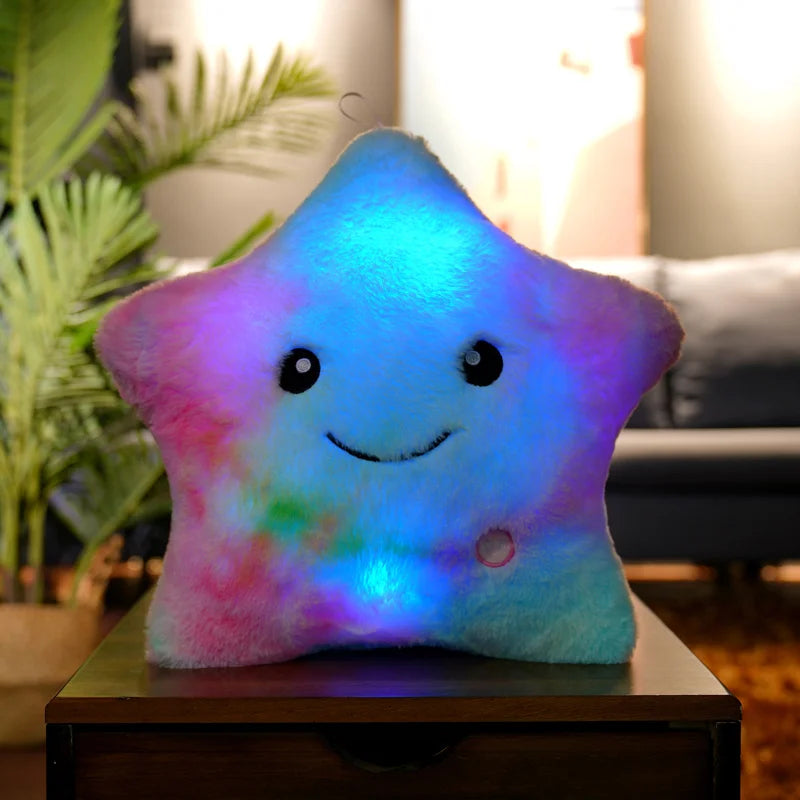 Plush LED Luminous Star Pillow Stuffed Toy 24x22cm Multicolor