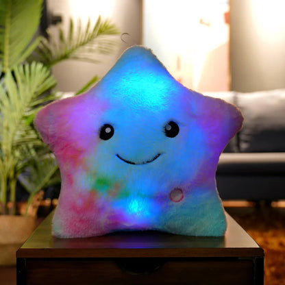 Plush LED Luminous Star Pillow Stuffed Toy 24x22cm Multicolor