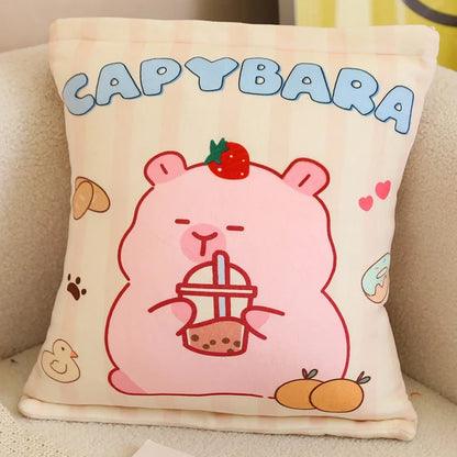 Plush Bag Of Capybara Snack Pudding Stuffed Toy - 35cmx45cm