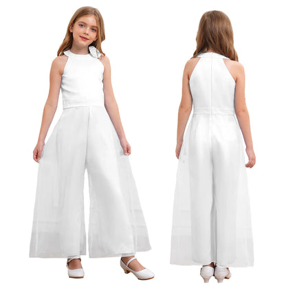 Girls Halter Neck Sleeveless Wide Leg Jumpsuit (6-14 YRS)