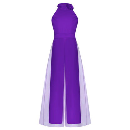 Girls Halter Neck Sleeveless Wide Leg Jumpsuit (6-14 YRS)