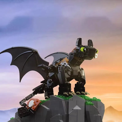 Black Toothless Night Rage Dragon Mecha | LEGO‑Compatible Building Blocks