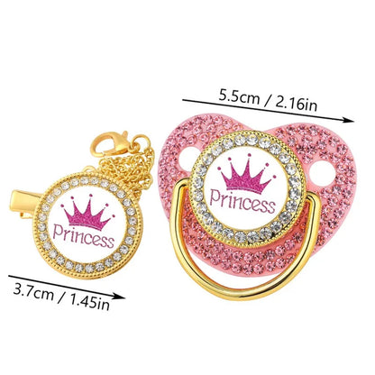 Luxury ‘Princess’ Rhinestone Crown Pacifier Dummy Clip