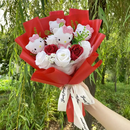 Hello Kitty Plush Flower Gift Bouquet – 35cm in Gift Box | Sanrio-Inspired Keepsake Arrangement