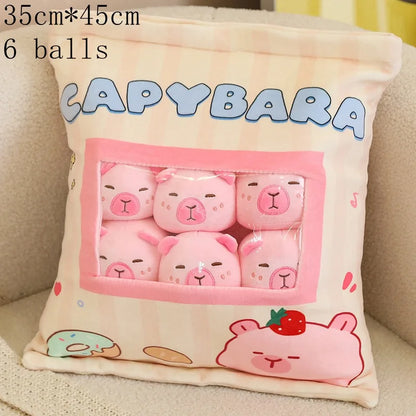 Plush Bag Of Capybara Snack Pudding Stuffed Toy - 35cmx45cm