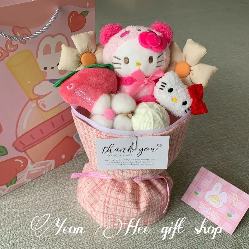 Sanrio Plush Flower Bouquet | Cute Cartoon Plush Dolls • Everlasting Plush Flowers