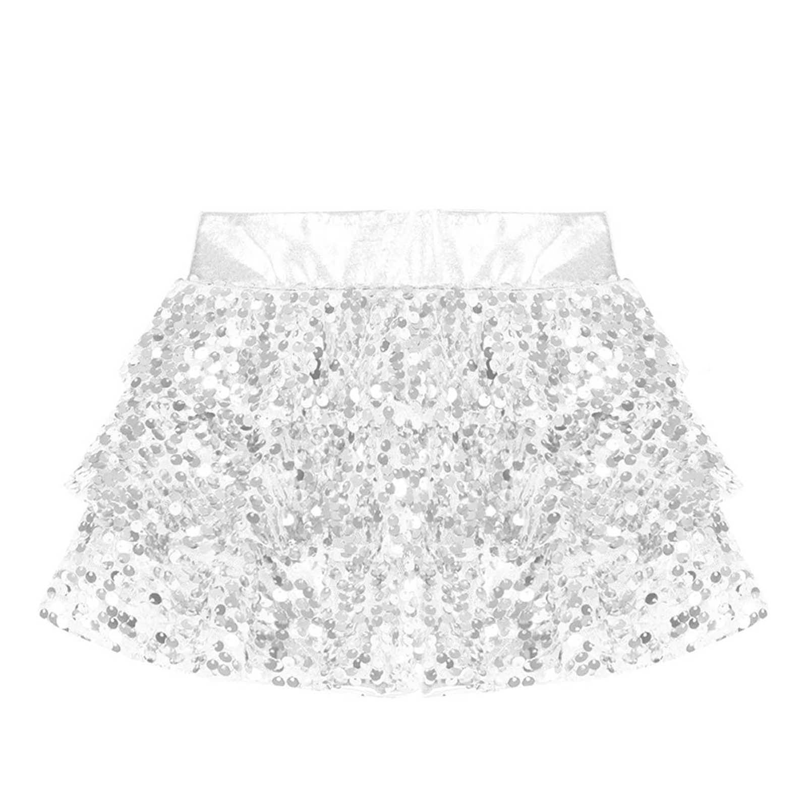 Girls Tiered Ruffle Dance Metallic Shiny Shorts (Age 4-16 YEARS)
