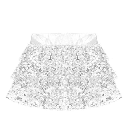 Girls Tiered Ruffle Dance Metallic Shiny Shorts (Age 4-16 YEARS)