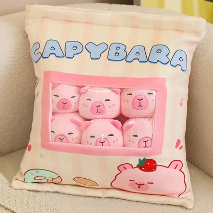 Plush Bag Of Capybara Snack Pudding Stuffed Toy - 35cmx45cm