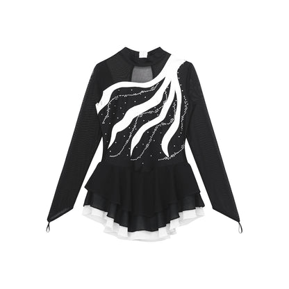 Girls Rhinestone Figure Skating Leotard Dress (Age 6-16 YRS)