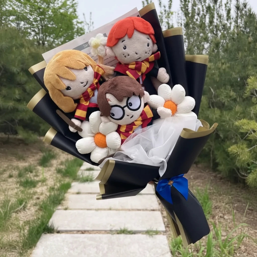 Harry Potter Plush Bouquet | Handmade Wizarding World Stuffed Doll Flower Arrangement
