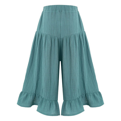 Girls Wide Leg Ruffled Trousers (Age 6M-8YRS)