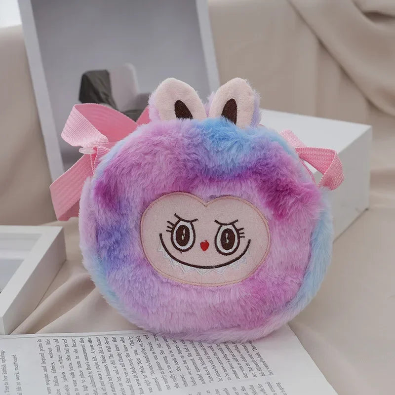 Labubu Furry Plush Shoulder Bag – Cute Kawaii Crossbody Cartoon Bag 05 Multicolor