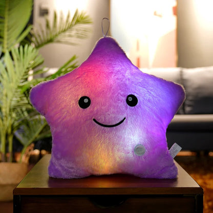 Plush LED Luminous Star Pillow Stuffed Toy 24x22cm Purple