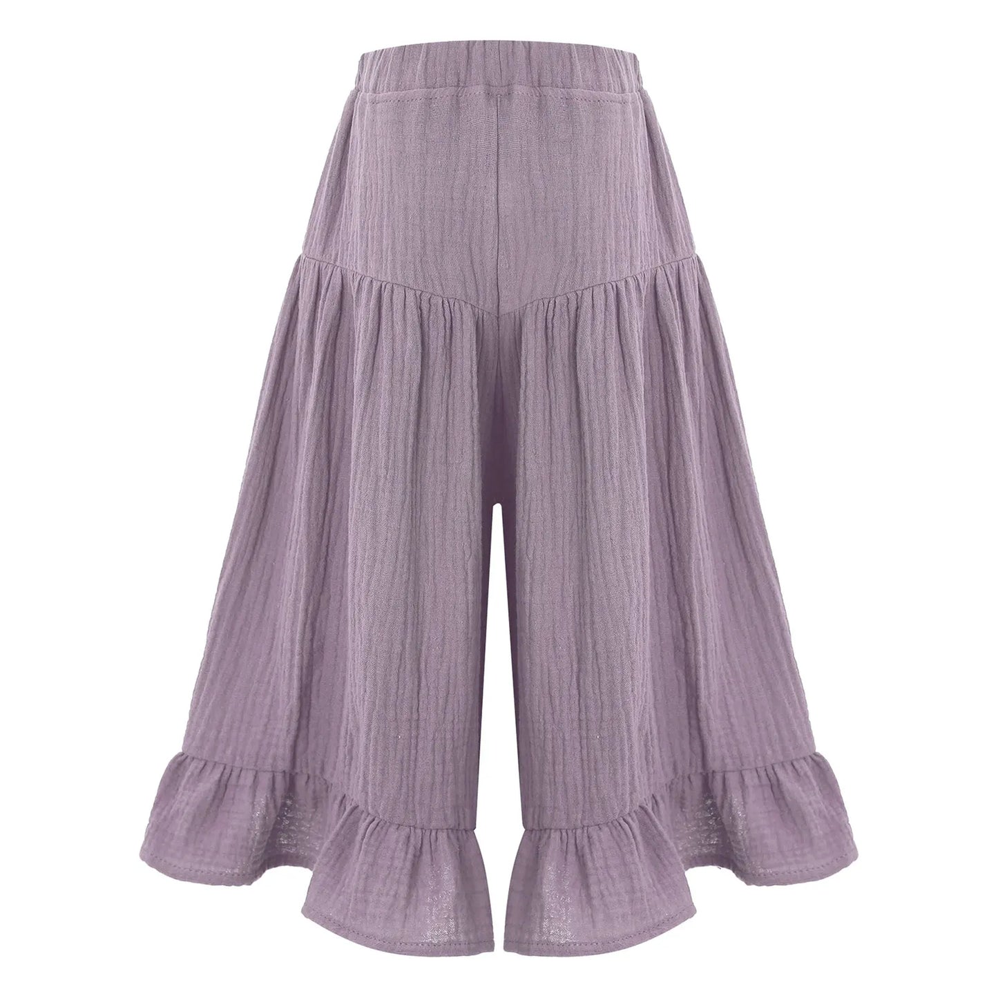 Girls Wide Leg Ruffled Trousers (Age 6M-8YRS)