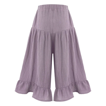 Girls Wide Leg Ruffled Trousers (Age 6M-8YRS)