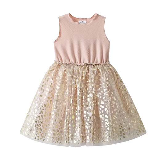 Girls Gold Shimmer Dress (Age 4-10YRS) Gold