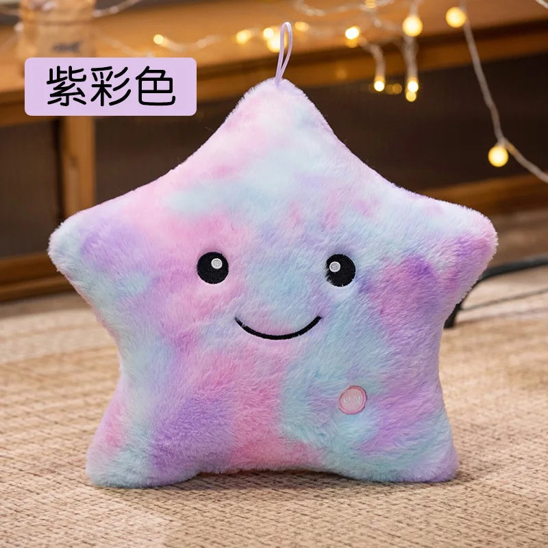 Plush LED Luminous Star Pillow Stuffed Toy 24x22cm New Purple Colourful