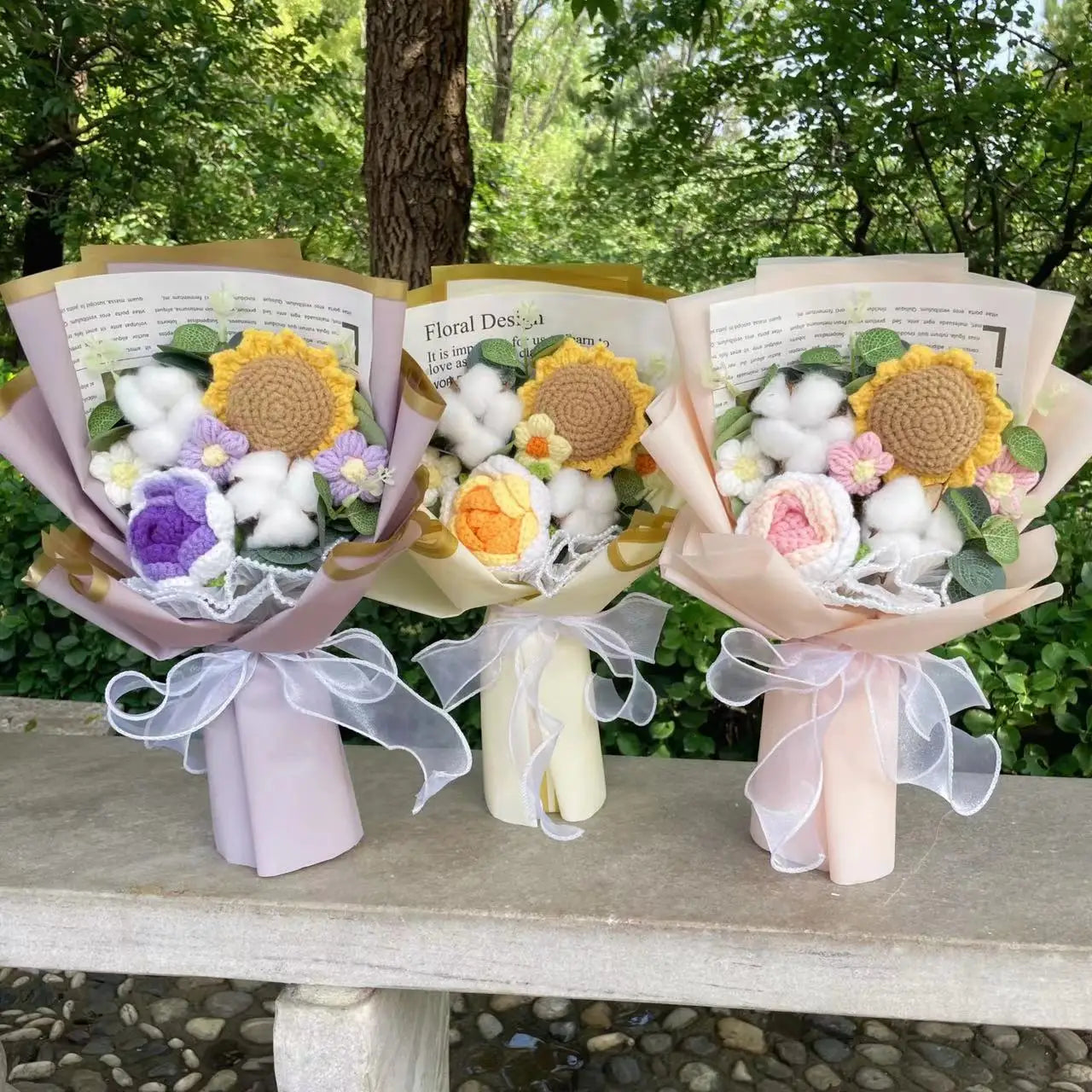 Plush Crochet Gift Flower Bouquet Tulip