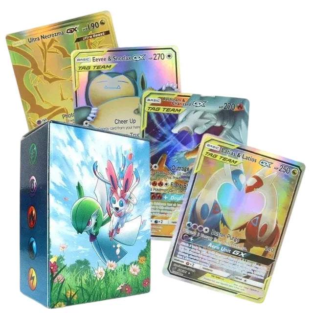 60-100Pcs English Pokemon Cards GX Tag Team 1996 Vmax EX V Mega Vstar Trainer Shining Game Battle Carte Trading Collection Cards 100Pcs GX