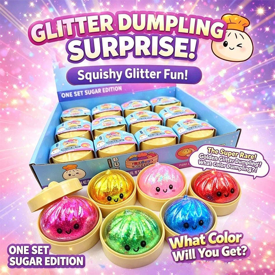 Ultra Rare Gold Glitter Dumpling Squishy – Slow‑Rise Sensory Stress Toy