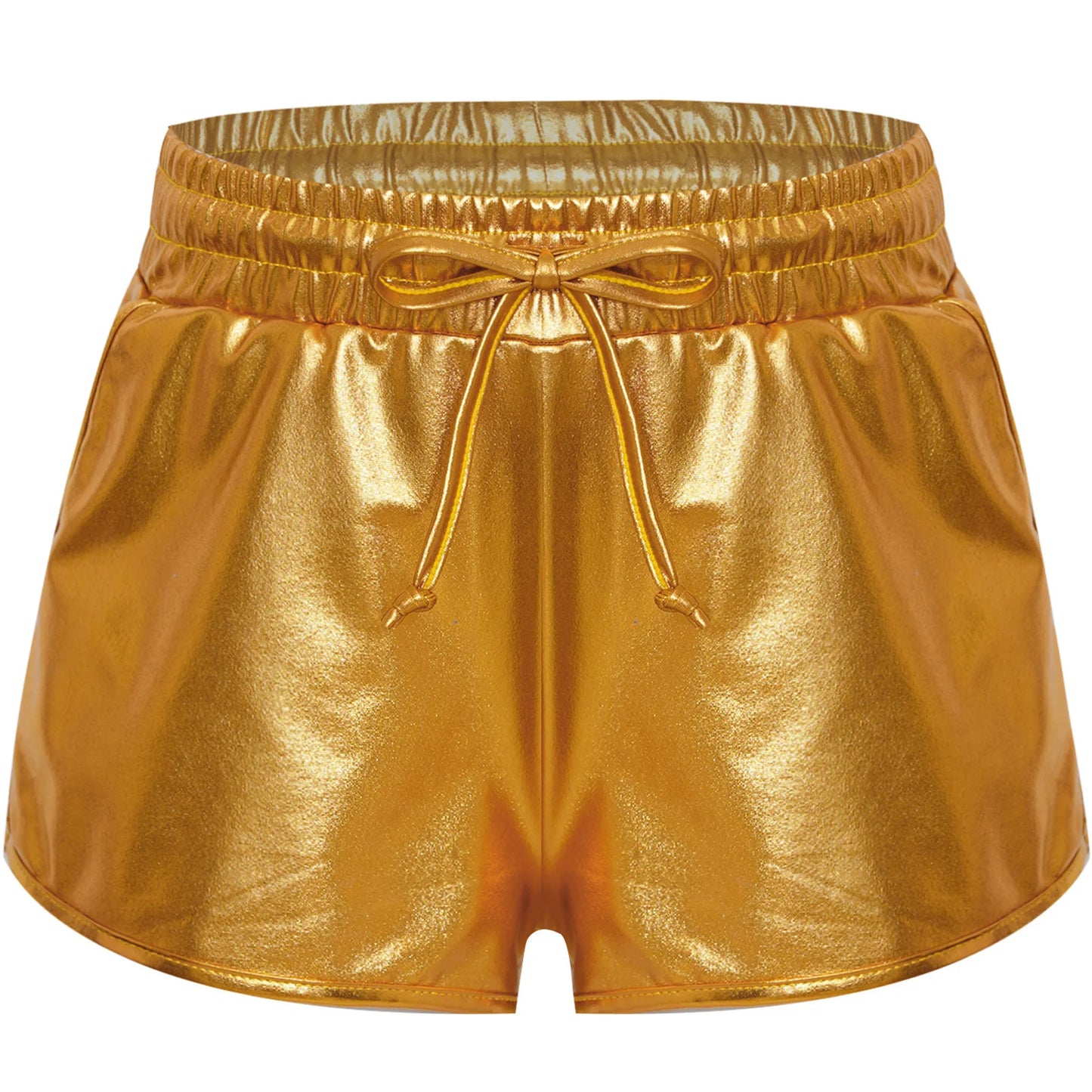 Girls Metallic Drawstring Shorts (Age 3-12 YRS) Gold