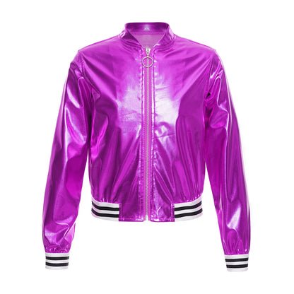 Girls Metallic Long Sleeve Zipper Jacket (Age 6-16 YRS)
