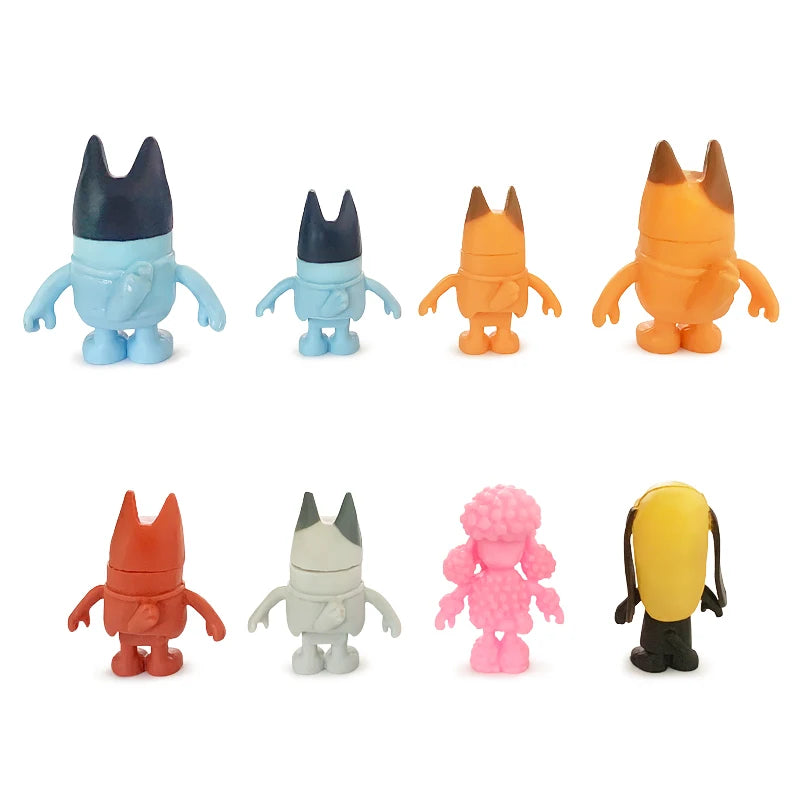 Bluey & Bingo Anime Figure Set – 8-Piece Poseable Model Toys