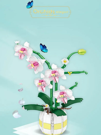 Moth Orchid Potted Building Blocks Bouquet DIY Toy