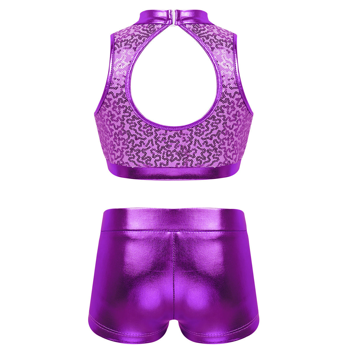 Girls Dance Costume Sequin Crop Top & Shorts Set (Age 6-12 YRS)