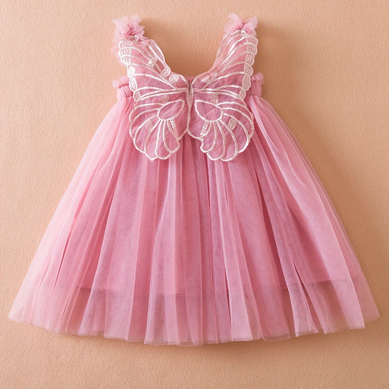 Girls Butterfly Tulle Dress (Age 9M-5YRS) Hot Pink