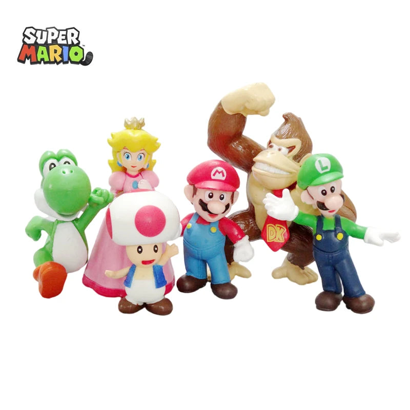 Super Mario Bros Action Figure Set – 6-Piece PVC Model Collection | Luigi, Yoshi, Donkey Kong & More