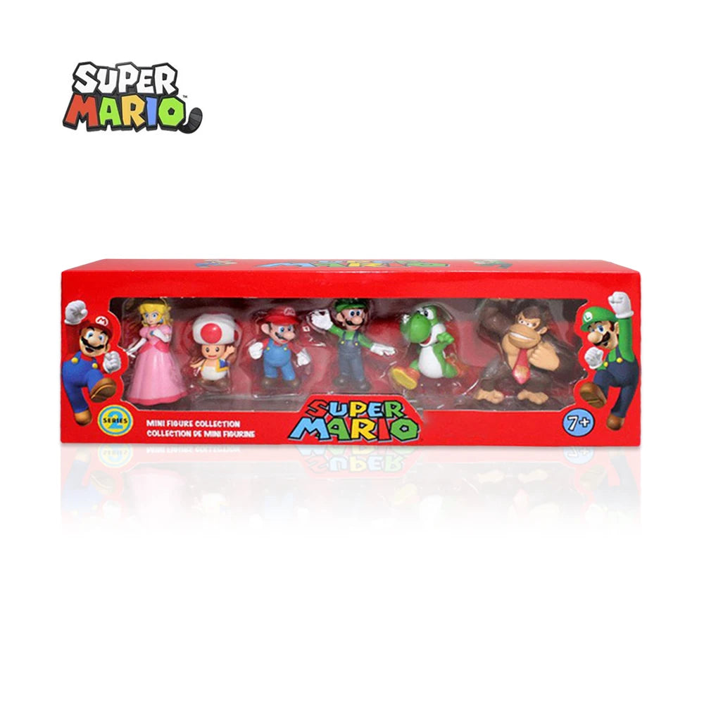 Super Mario Bros Action Figure Set – 6-Piece PVC Model Collection | Luigi, Yoshi, Donkey Kong & More
