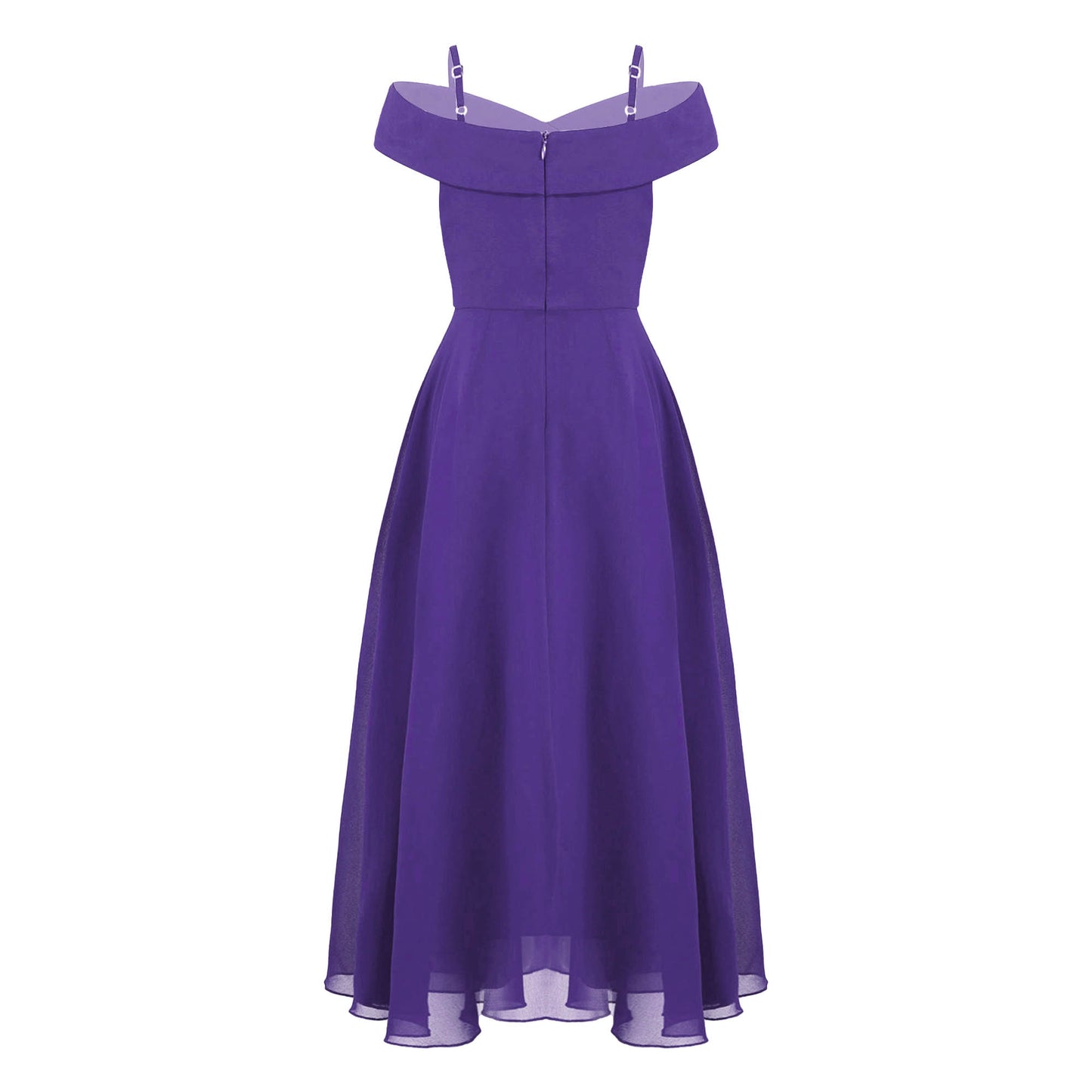Girls Chiffon Off-the-Shoulder Adjustable A-Line Dress (Age 4-16 YRS)