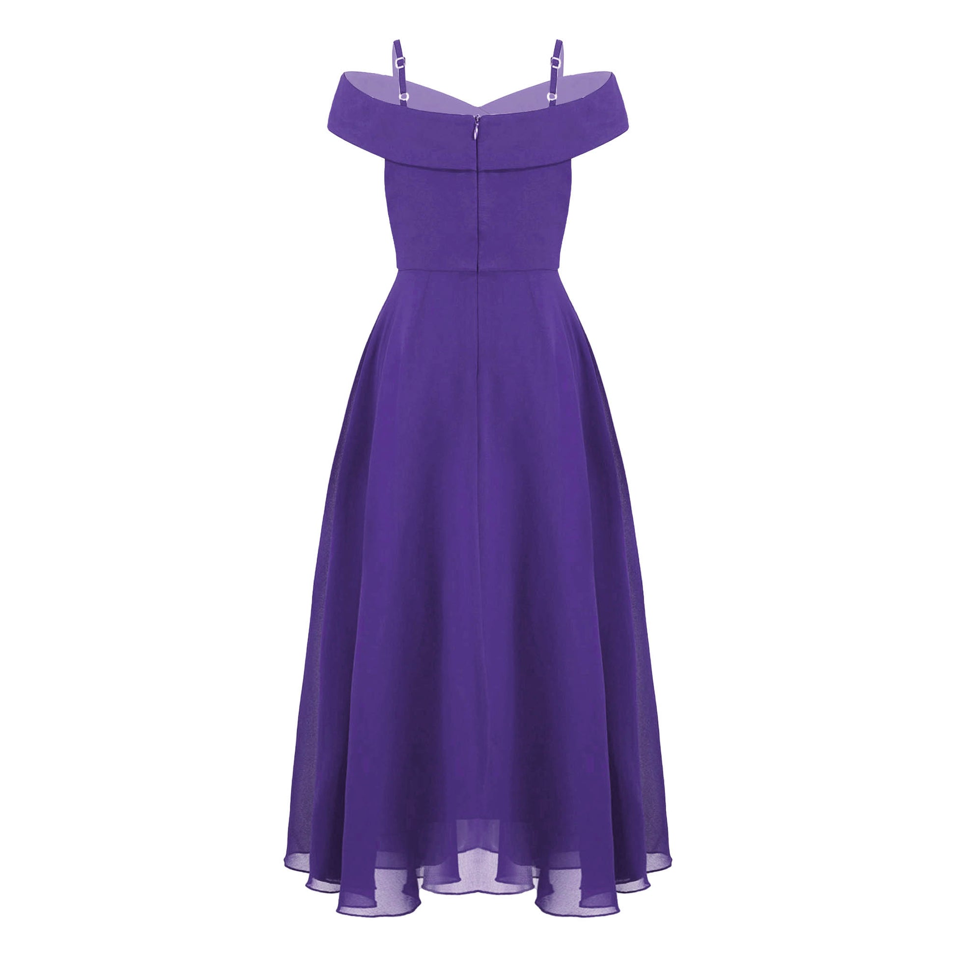 Girls Chiffon Off-the-Shoulder Adjustable A-Line Dress (Age 4-16 YRS)