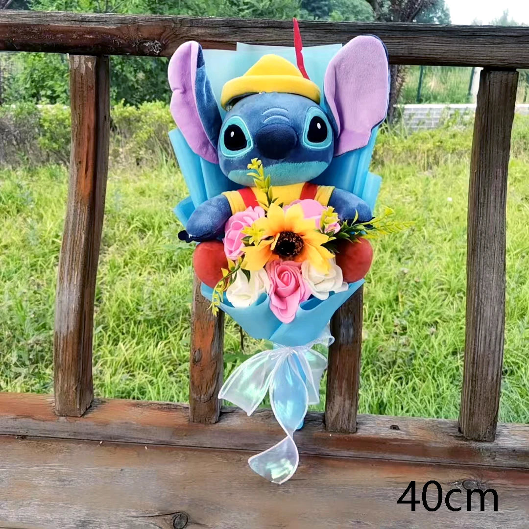 Lilo & Stitch Plush Flower Model Bouquet | Soft Plush Rose Bouquet - Valentines Gift Multi 1