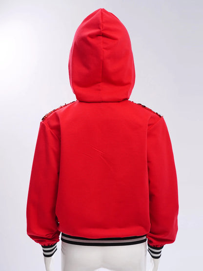 Girls Metallic Shiny Sequins Hooded Jacket (Age 6-16 YRS)