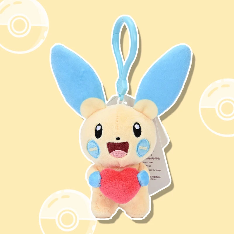 Cute Pokémon Plush Keychains Backpack Charms 9cm Minun