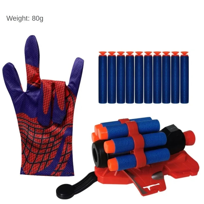 Spider-Man web launcher glove Soft Bullets Launcher Spray Wrist With Gloves Launching Soft Bomb Toy Gun Outdoor Games Toys