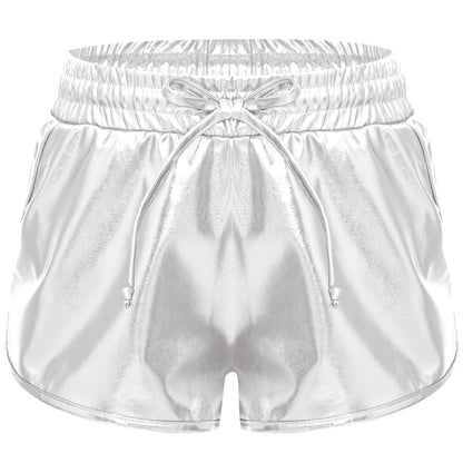 Girls Metallic Drawstring Shorts (Age 3-12 YRS) Silver