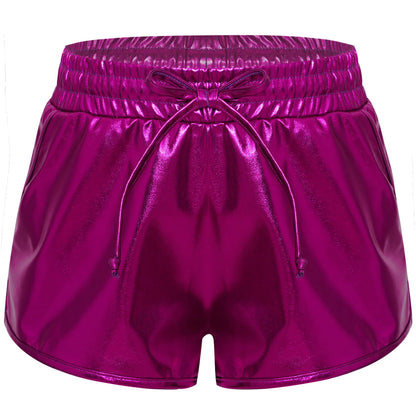 Girls Metallic Drawstring Shorts (Age 3-12 YRS) Hot Pink