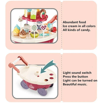Children's Mini Candy Ice Cream Cart with Lighting Music Toy