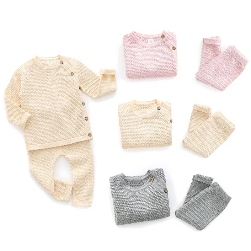 Baby Girls/Boys Cotton Tops & Trousers Knitted Set (Age Newborn-3YRS)